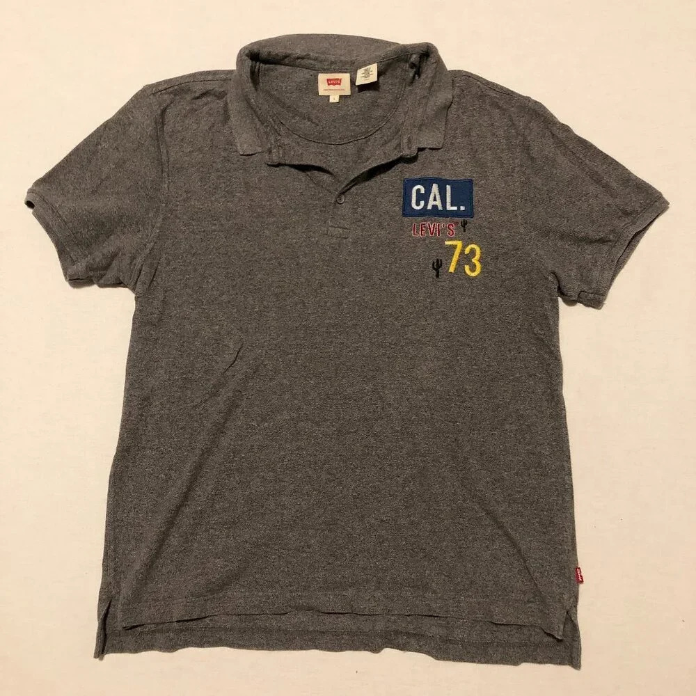 Levis Mens Grey Size Large Polo Shirt Flaws